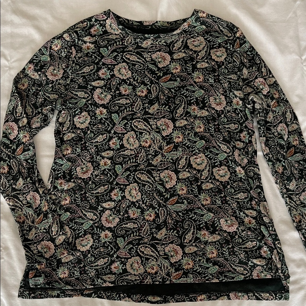J. Jill Black Multicolor Paisley Long Sleeve Top